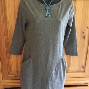 New with Tag Betabrand Gray Dress with Necklace